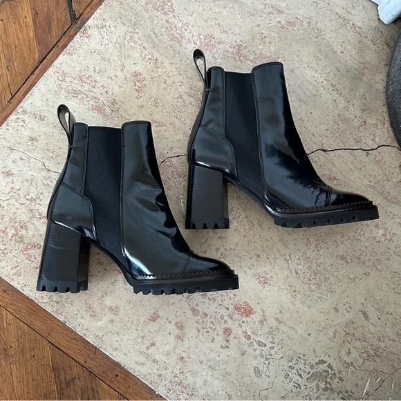 See By Chloé Mallory Heeled Chelsea Boots Black Patent Leather - Picture 3 of 9